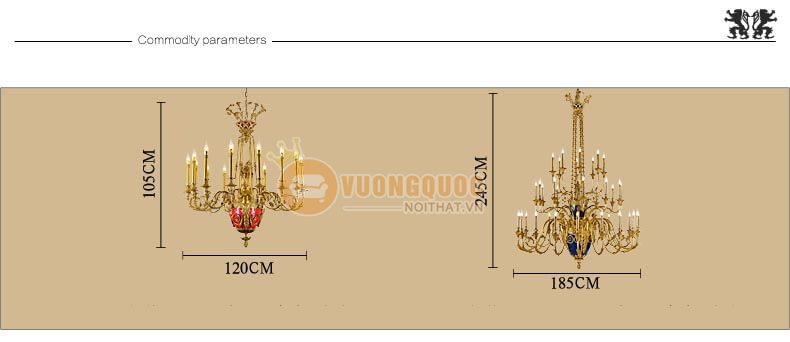 Đèn chùm đồng trang trí đại sảnh cao cấp abr141-6